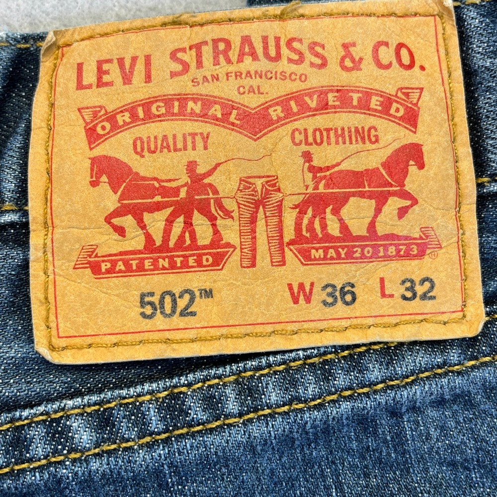 Levi's 502 Tapered Fit Mens Jeans Blue Denim W36 L32 Med Wash Classic 5 Pocket